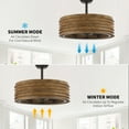 thumbnail image 5 of Parrot Uncle Farmhouse 24" Drum Bladeless Ceiling Fan with Lights and Remote, Brown Chandelier Ceiling Fan for Dining Room, 5 of 10