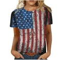 thumbnail image 2 of GaThRRgYP Plus Size Tops for Women,Summer Tops for Women,Women's Summer Casual Crewneck Short Sleeve T-Shirts Flag Print Fit Basic Tops Tees Blouses Black XL, 2 of 6