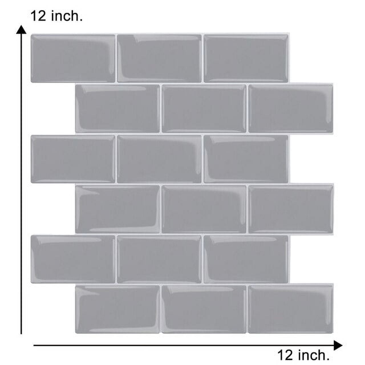 Peel and Stick Premium Grey Subway Wall Tiles Stick On Kitchen Backsplash Thicker Design  - 10 Sheets