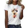thumbnail image 2 of Inverlee Women's Funny Floral Print Basic Tee Summer Trendy Petite Short Sleeve T-shirts Casual Round Neck Pullover Tops, 2 of 5