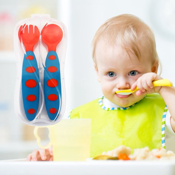 Mgaxyff Baby Toddler Feeding Utensils Plastic Resuable Infant Spoons