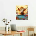 thumbnail image 2 of Nawypu  Highland Cow Wall Art in Bathtub Canvas Print - Black and White Photo Bubble Funny Cattle Pictures Animal Painting Farmhouse Artwork for Wall, 2 of 4