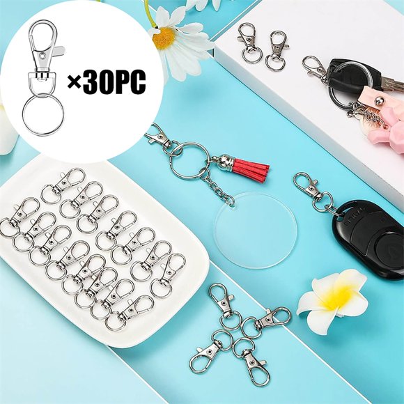 30pcs Key Chain Clip Hooks Swivel Clasps Lanyard Snap Hooks With Split Key Rings Concrete Wall Picture Hangers Clap on Lights S Hooks Suspended Ceiling Hooks Pan Hangers for Kitchen Wall