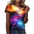 thumbnail image 2 of Ounisa Unisex Short Sleeve T Shirts Crew Neck Starry Sky Galaxy Print Casual Soft Loose Fit Spring Summer Daily Wear Fashion Tops S-5XL, 2 of 6