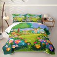 thumbnail image 2 of Erosebridal Cartoon Camping Camper Quilt King,Colorful Flowers Blossom King Coverlet Set For Girls Kids,3 Pieces, 2 of 7