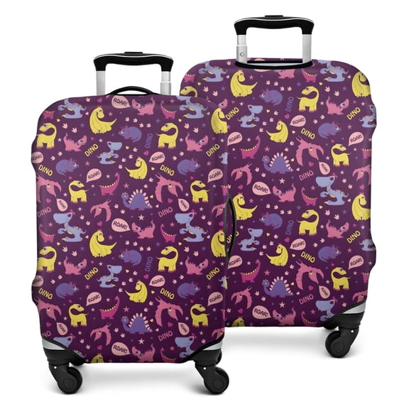 Purple Dinosaurs Dino Roar Pattern Luggage Cover Fashion Suitcase Cover Baggage Covers Fit 25-28 Inch Luggage (Go Travel)
