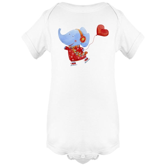 Elephant Ice Skating Watercolor Bodysuit Infant -Image by Shutterstock, 6 Months