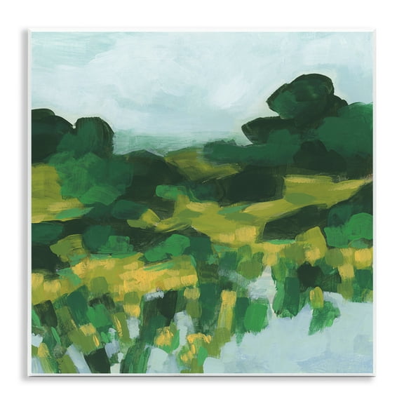 Stupell Industries Abstract Lush Green Landscape Landscape & Nature Painting Unframed Art Print Wall Art, 12 x 12