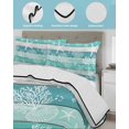 thumbnail image 3 of Twin Quilt Bedding Set, Teal Coastal Beach Reversible Summer Quilt 3 Pieces, Nautical Starfish Coral Vintage Wooden Lightweight Bedspreads Coverlets with 2 Pillow Shams for All Seasons, 3 of 5