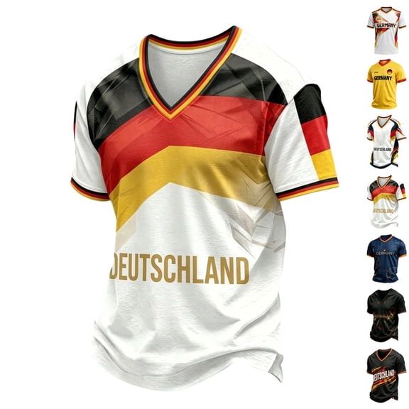 Zimjoy Germany Soccer Men's Shirts Crewneck Short Sleeve 2026 Country Team Tee Shirts Fan International Football Shirt Retro Streetwear Top Red L