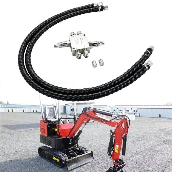 Mini Excavator Hydraulic Cushion Valve Kit 1/4 in Hose M14x1.5 Thread Used for Swivel Rotary Motor Systems, Pre-Assembled Heavy Duty Steel Dual Relief Buffer for Smooth Operation & Shock Control