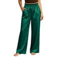 thumbnail image 2 of Dagugfen Pajama Pants for Women Elastic Waist Wide Leg Loose Fitted Satin Comfy Casual Pants Home Loungewear Trousers, 2 of 8