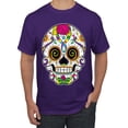 thumbnail image 1 of Wild Bobby Day Of The Dead Sugar Skull Pop Culture Men Graphic Tee, Purple, XX-Large, 1 of 5