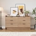 thumbnail image 2 of 53 Inch Wide Natural Oak 6-Drawer Bedroom Dresser, Multi-Functional Wooden Storage Cabinet Ideal as TV Stand for Living Room & Hallway, 2 of 6