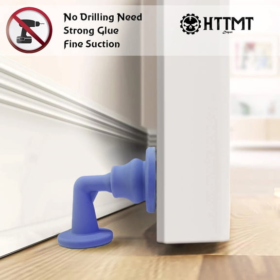 HTTMT- Gray Green HTTMT Silicone Door Stopper Floor Punch Silent Wall Protectors Free Self Adhesive Door Stop Home Wall/Door Less Impact Force Protection Accessories