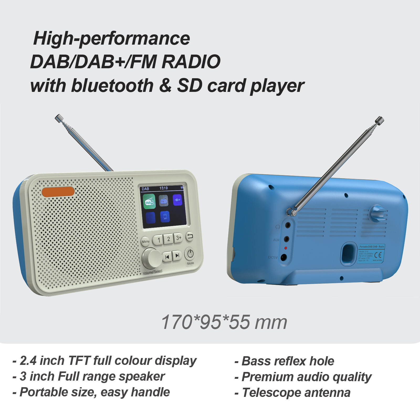 Toezicht houden Overblijvend bedenken 2.4-Inch LCD Full Color Display Digital Radio Rechargeable High-Performance  DAB Radio Portable Radio Receiver with Bluetooth SD Card Player for Office  Home Dormitory - Walmart.com