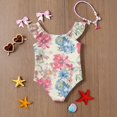 thumbnail image 6 of Abcomgle Baby Swimsuit Girl Ruffled Stretchy One Piece Girls Swimsuit Cute Floral Print Bathing Suits for Girls, 6 of 7