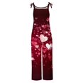 thumbnail image 4 of QATAINLAV Mothers Day Gifts Plus Size One Piece Pants for Women with Pockets Valentine's Day Cotton Linen Wide Leg Jumpsuits Casual Adjustable Strap Romper Overalls Multicolor L, 4 of 6