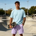thumbnail image 5 of Heavyweight Thick Men's Sweat Shorts Baggy Sweatpants Mens Lounge SweatShorts Light Purple 2XL, 5 of 8