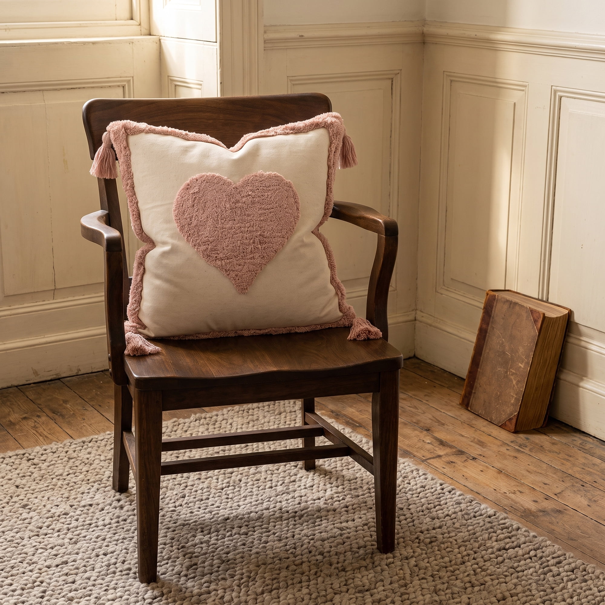 Unique Bargains Tufted Throw Pillow Cover Cushion Case for Home Pink Heart 18"x18"