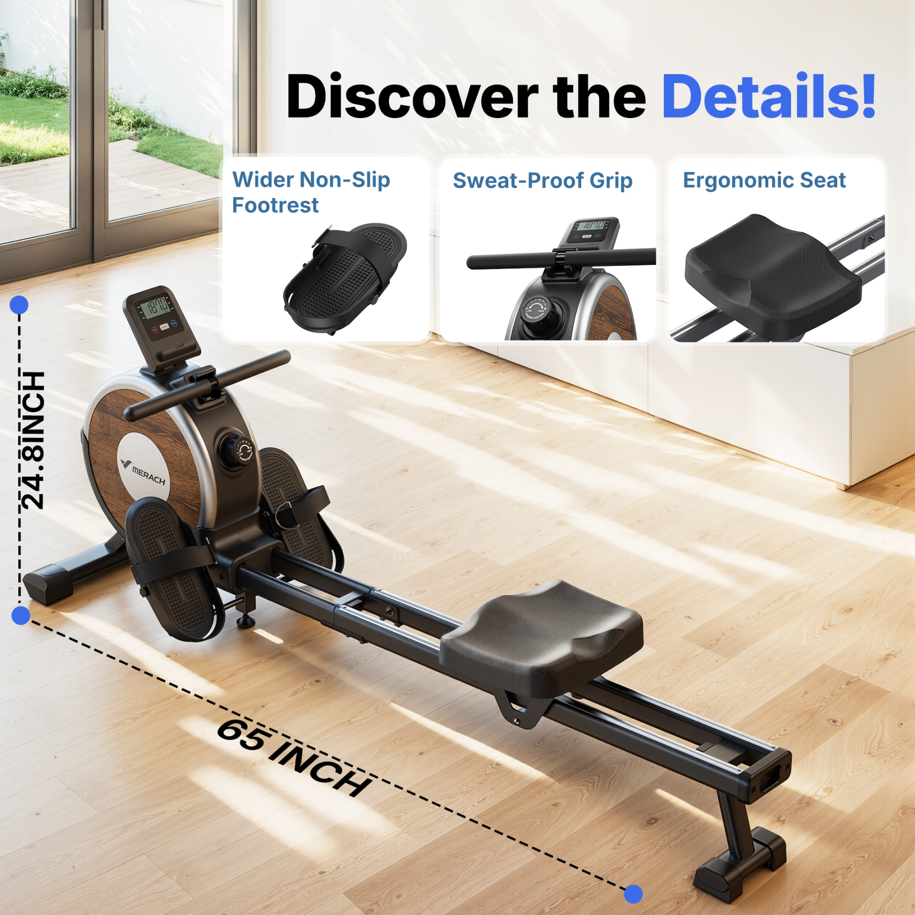 MERACH Magnetic Rowing Machine 350lbs Capacity photo 7