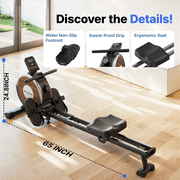 MERACH Magnetic Rowing Machine 350lbs Weight Capacity, 16 Levels of Quiet Resistance, Bluetooth Rowing Machine for Home Workout