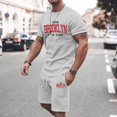 thumbnail image 2 of Afdoent Mens 2 Piece Sets T Shirt Men's Large Summer Short Sleeved T Shirt And Shorts Suit Men's Casual Fashion Theme Suit Retro Summer Beach Vacation Outfits, 2 of 6