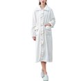 thumbnail image 4 of Womens Bath Robe Solid Color Thickened Long Coral Fleece With Pocket Plus Size Women Pjs,White,XL, 4 of 4
