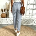 thumbnail image 5 of Womens Striped Pants Summer Casual High Waisted Drawstring Beach Pant Tapered Trousers with Pockets, 5 of 5