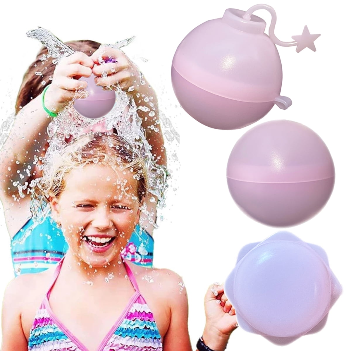 Lieonvis 3Pcs Reusable Water Balloons Silicone Water Ball Toy Quick