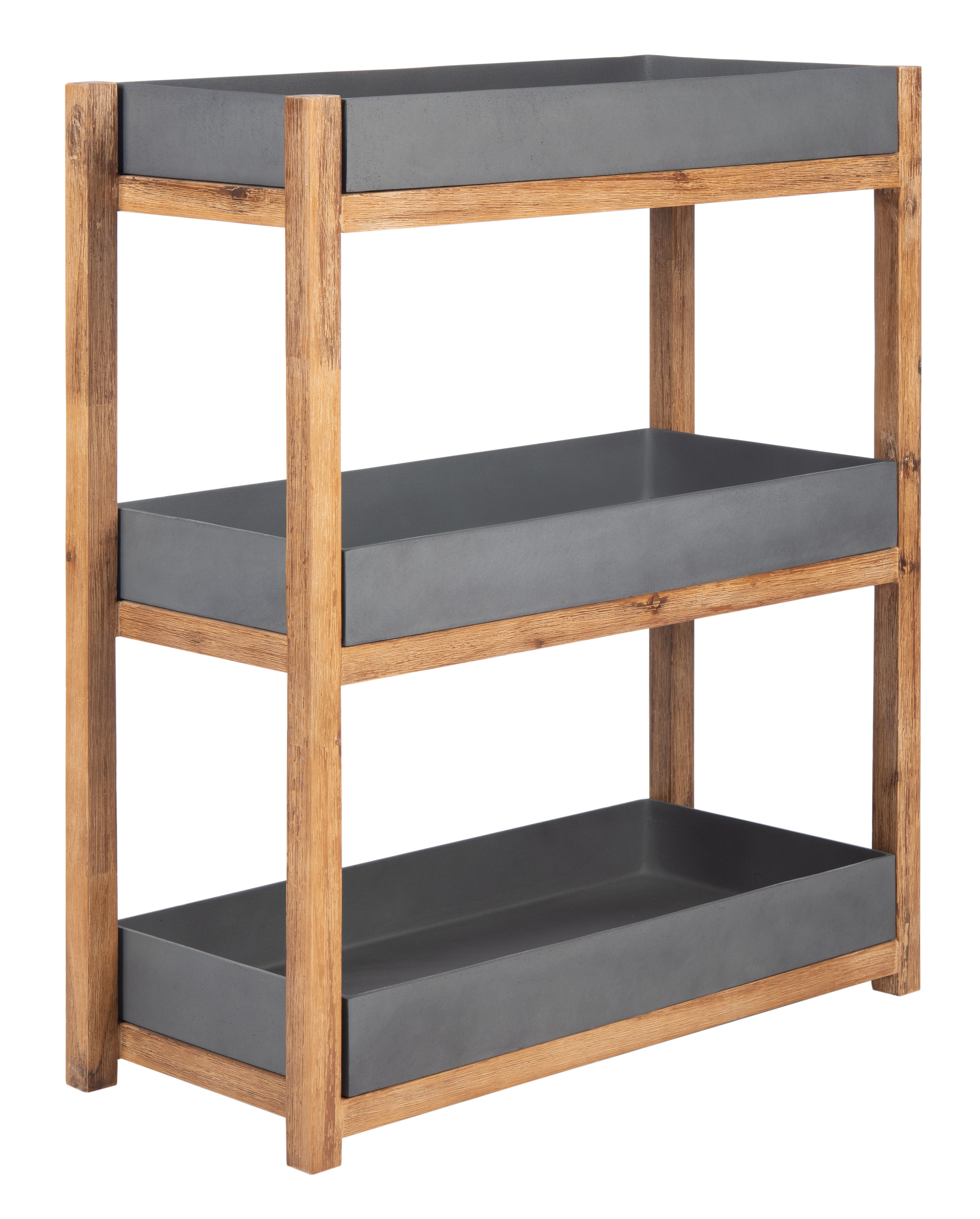 SAFAVIEH Semli Outdoor Patio 3 Tier Shelf, Natural/Grey