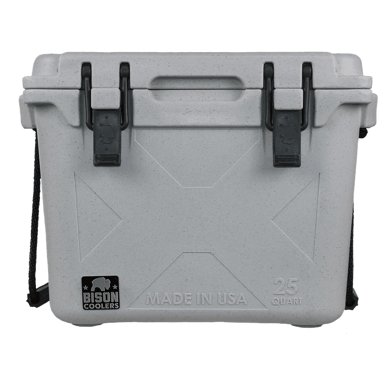 BISON COOLERS 25 Quart Small Rotomolded Cooler Box with Hard Shell, Lid and  Liner | Long Lasting Ice Chest with Double Insulated Walls | Includes 5