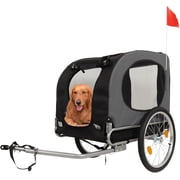 Dog Bike Trailer for Medium & Large Dogs - 2 in 1 Convertible Jogger Stroller with Universal Hitch, Waterproof Canopy & Safety Flag, 88Lbs Capacity for Cycling Running Travel,Grey
