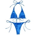 thumbnail image 6 of HCNTES Women String Bikini Set Halter Side Tie Two Piece Swimsuit Triangle Bathing Suits(S,Blue), 6 of 7