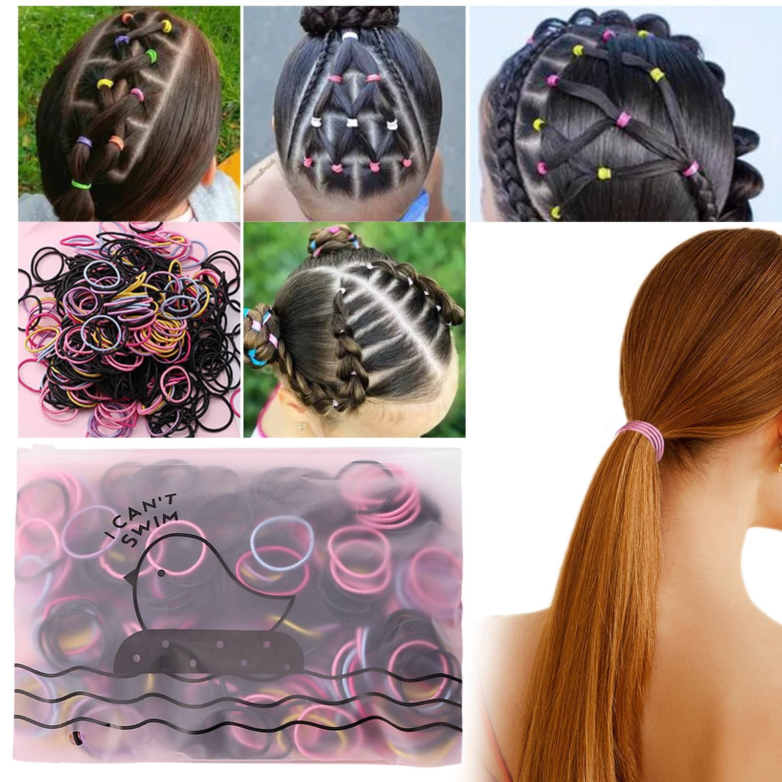 50 PCS Girls No Damage Hairband Elastic Hair Ties Tiny Ponytail Holder