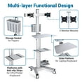 thumbnail image 5 of Yescom Mobile Computer Cart PC Stand Desk Workstation Dual Monitor Mount on Wheels Adjustable Hospital, 5 of 12