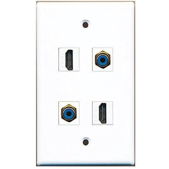 RiteAV - 2 Port HDMI 2 Port RCA Blue Wall Plate