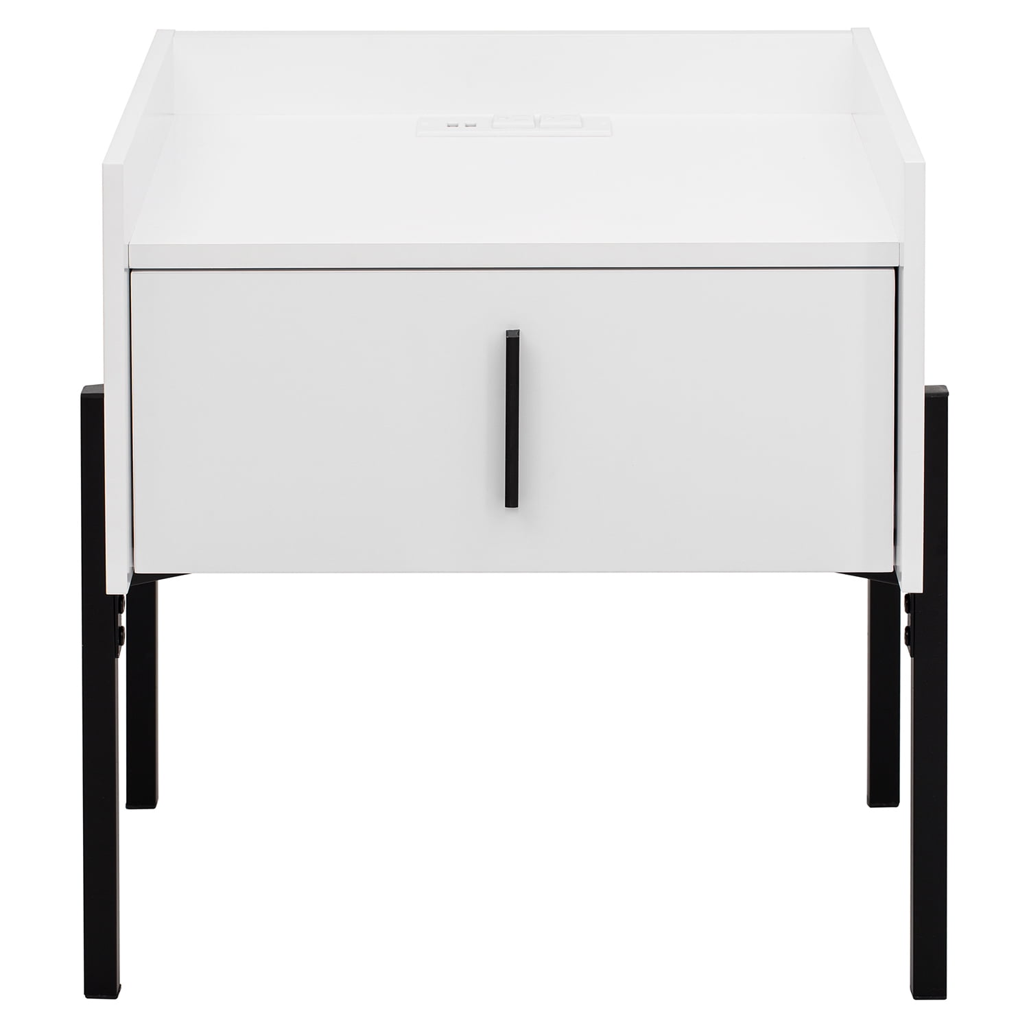 Kadyn Modern Nightstand with Drawer, Bedside Table with USB Charging Ports, Storage End Table for Living Room and Bedroom, White