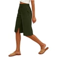 thumbnail image 5 of BUIGTTKLOP Bermuda Shorts for Women High Waisted Linen Dressy Casual Pleated Wide Leg Summer Shorts with Pockets, 5 of 5