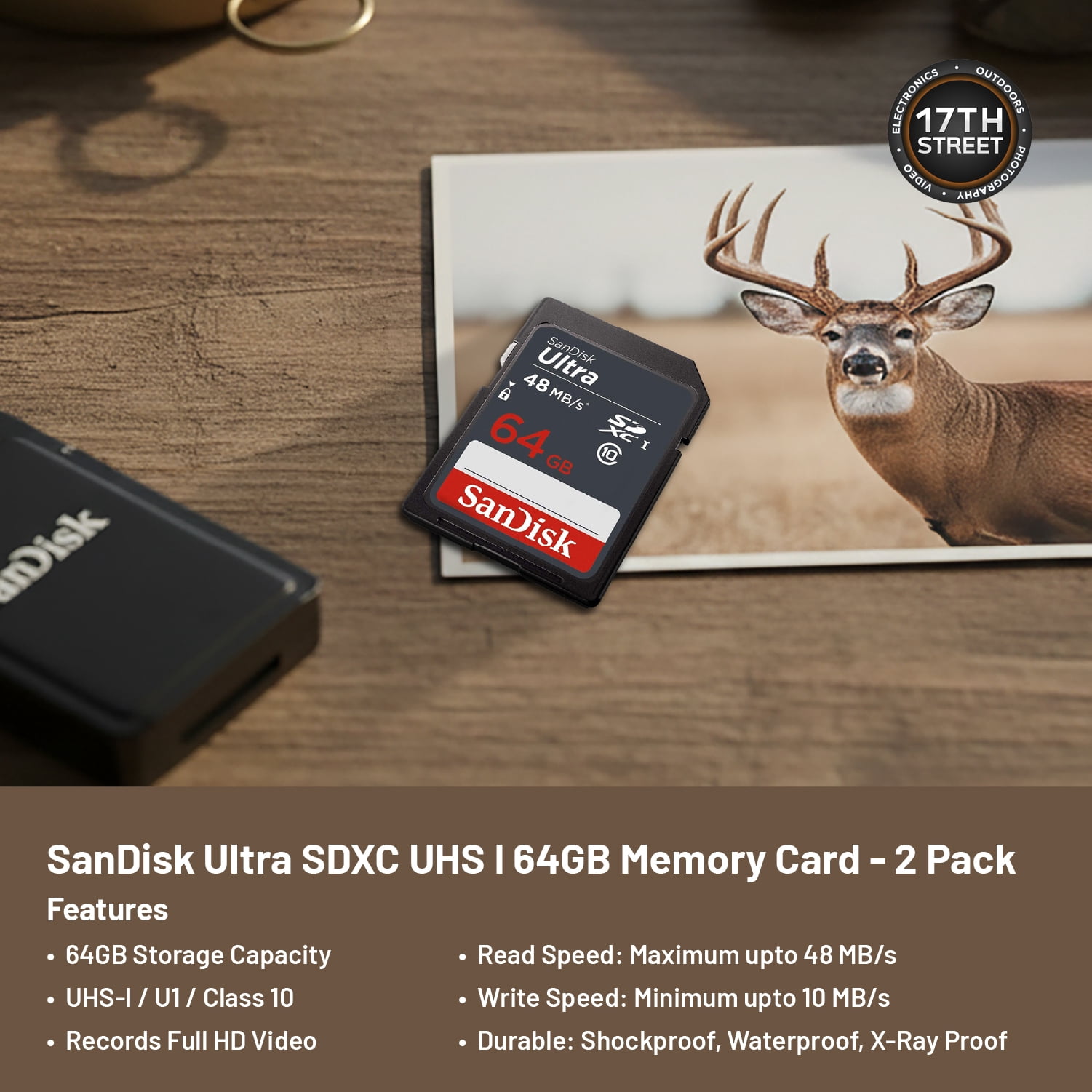 Browning Trail Cameras Strike Force Pro DCL Nano - 26MP 4K Dual Lens Technology Camera with USB 2.0 SD Card Reader, 64GB Ultra SDXC UHS I Memory Card & Cleaning Cloth - Pack of 2 Bundle Kit