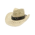 thumbnail image 4 of OJSFQUFP Cowboy Hat Cow Girl Hat Cowboy Hats for Women/Mens/Straw Wide with Shapeable Brim Cowboy Hat for Womens/White, 4 of 4