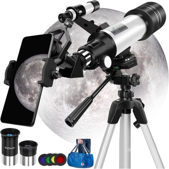 LAKWAR Telescope for Adults & Kids,400/70mm Refractor Optics Telescopes for Astronomy Beginners with Tripod and Phone Adapter
