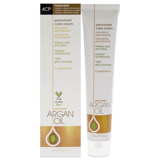 One n Only Color de pelo Crema Colorante Permanente con Aceite de Argán 4CP Marrón Capuchino Medio 3 oz