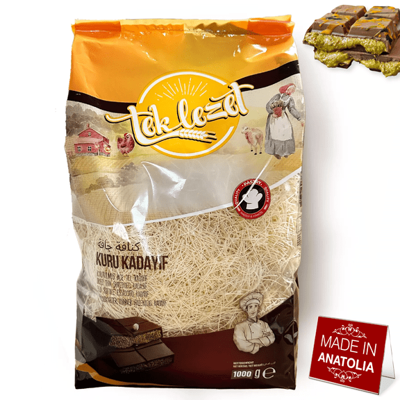 Tek Lezet Kataifi Shredded Phyllo Dough, 1000 g, 2.2 lbs, Kadayif for Dubai Chocolate Bar Pistachio