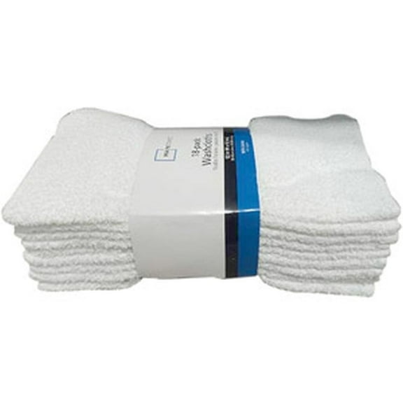 White Cotton Washcloth Pack - 18 Counts