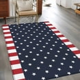 thumbnail image 3 of Rectangle Rug 4x6Ft, Independence Day Patriotic Stars on Blue Soft Non-Slip Washable Felt Carpet Pad, Red White Stripes Border Area Rugs for Living Room Bedroom Kids Room, 3 of 9