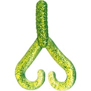 Arkie Lures 4" Twin Tail Grubs Soft Plastic Lure, Chartreuse Glitter, AT-586-2