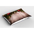 thumbnail image 2 of Ambesonne Christmas Pillow Sham 2 Pack, Wooden Rustic Xmas, 36"x20", Brown Green Red, 2 of 3