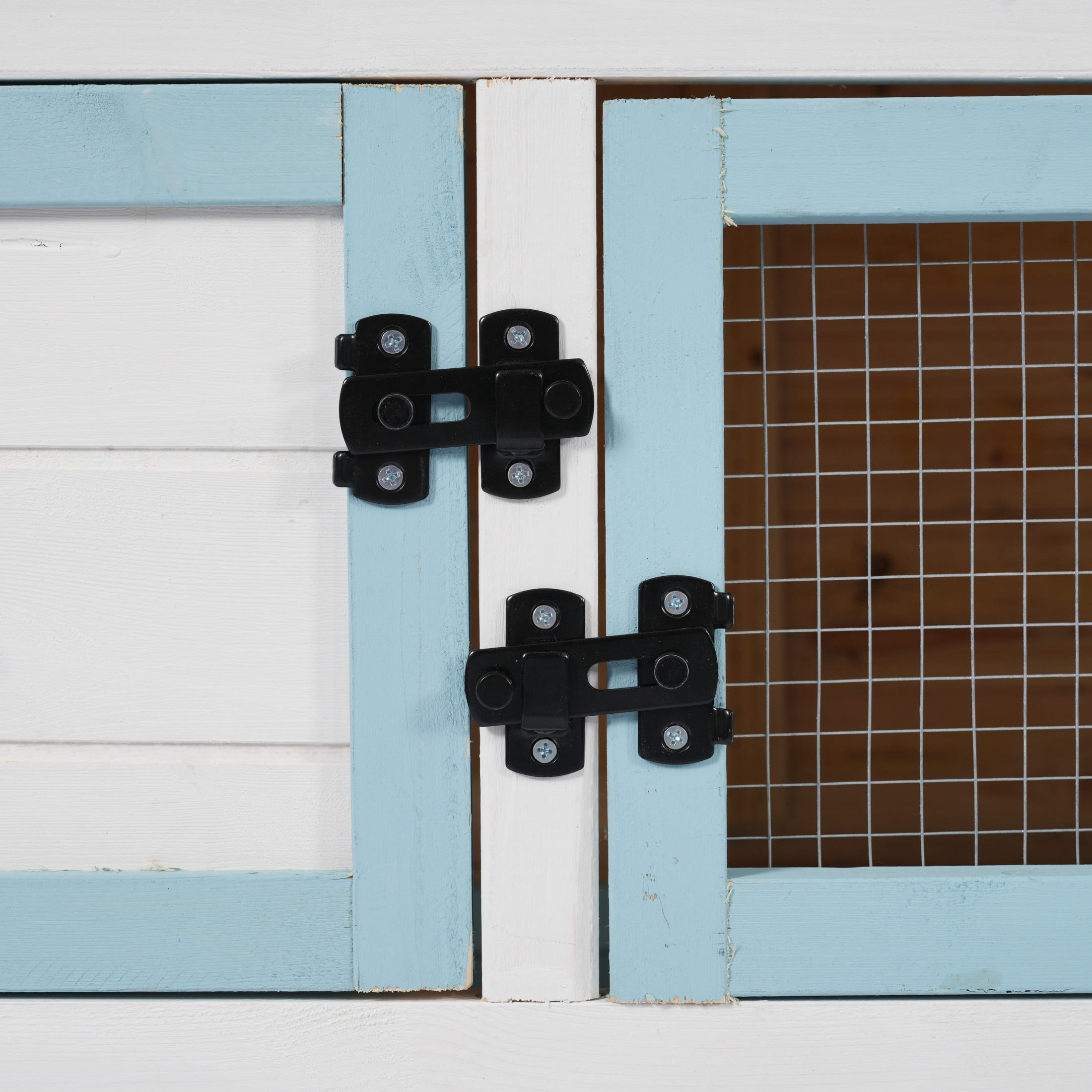 Christopher Knight Home Outdoor Wood Small Animal Rabbit Hutch with Removable Cleaning Trays, White+Blue
