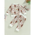 thumbnail image 4 of Bagilaanoe 3Pcs Toddler Baby Girl Long Pants Set Floral Print Long Sleeve Sweatshirt Pullover Tops + Sweatpants + Headband 6M 12M 18M 24M 3T Kids Casual Sweatsuits, 4 of 8